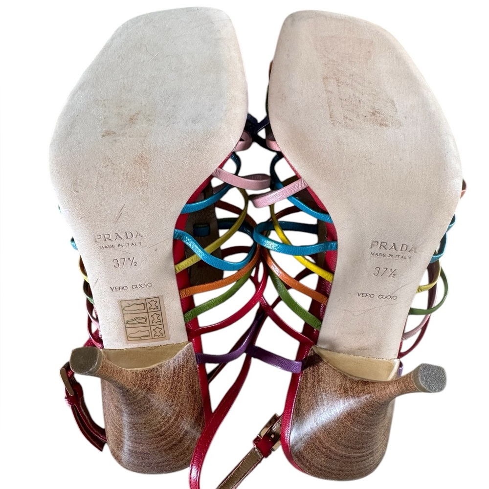 RARE Prada Rainbow Strappy Heels Sandals Vintage - Picture 7 of 8